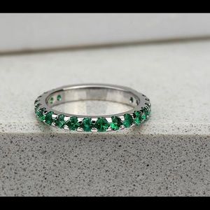 Eternity emerald ring with 10k white gold